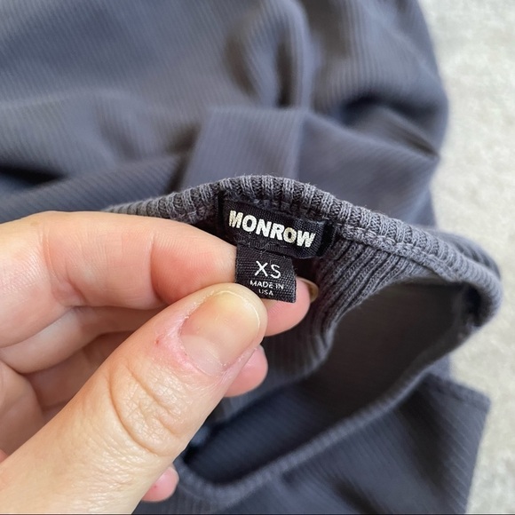 MONROW Gray Cotton Blend Racerback Curved Hem Rib Racer Tank Dress EUC Size XS - Picture 7 of 10